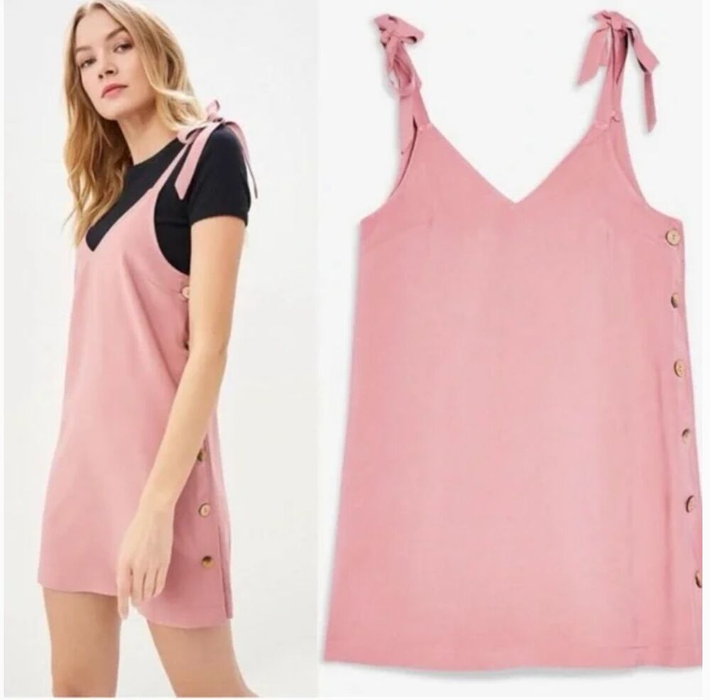 Topshop Tilda Side Button Mini Slip Jumper Dress 60s Mod Academia Sz 6